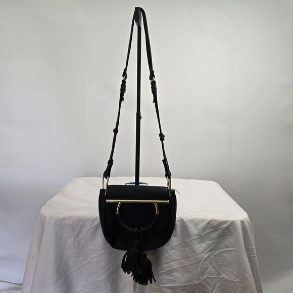 Steve Madden Crossbody Bag Faux Leather Fringe Tassels Black 10" x 9" x 3" - Picture 10 of 13